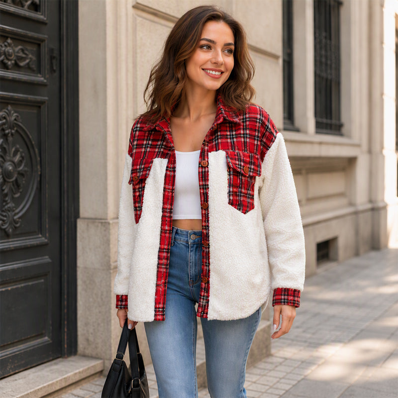 Marlowe Patchwork Shacket – Red Check