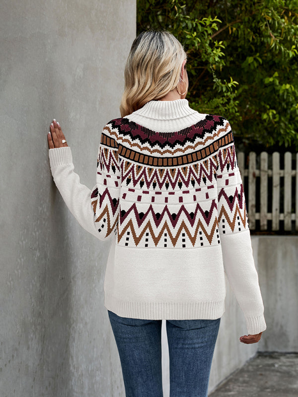 Noelle Aztec Pattern Roll Neck Jumper