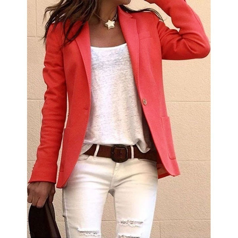 Oriel One-Button Blazer – Coral
