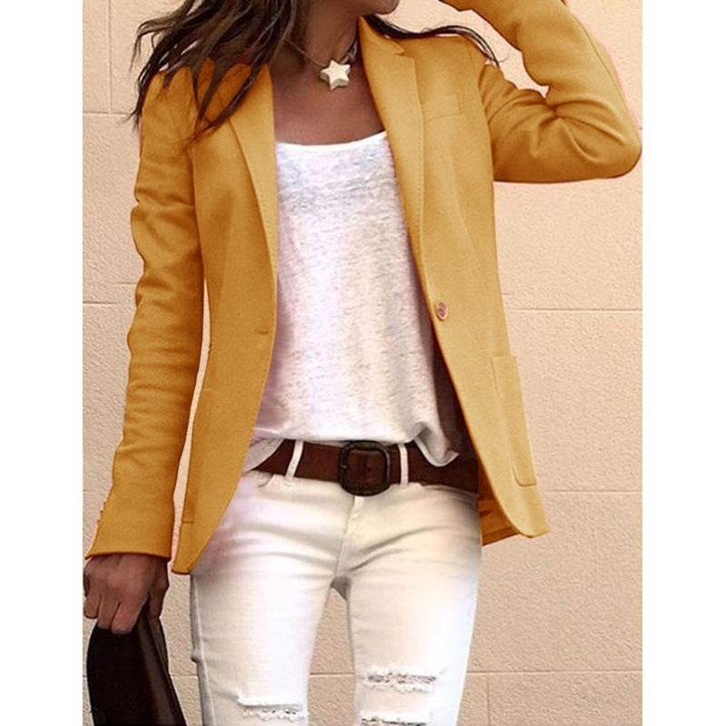 Oriel One-Button Blazer – Mustard