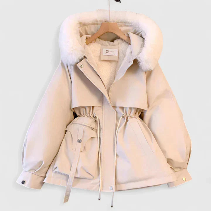 Ottoline Hooded Padded Parka – Women's Drawstring Waist Plush Trim Winter Coat
