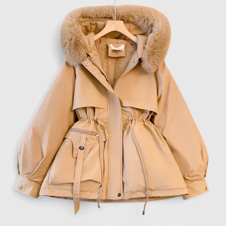 Ottoline Hooded Padded Parka – Women's Drawstring Waist Plush Trim Winter Coat