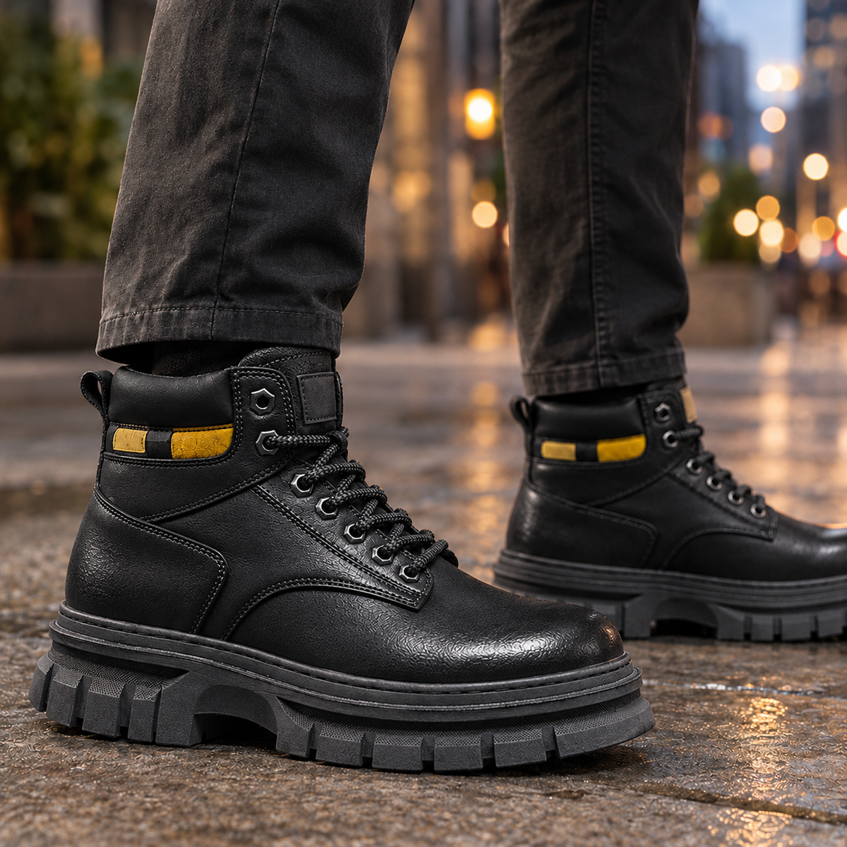 Peregrine Chunky Lug Sole Work Boots – Men's High Top Lace-Up Combat Boots