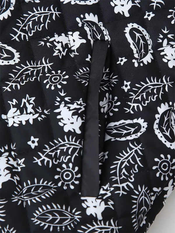 Primrose Paisley Quilted Jacket – Contrast Binding V-Neck Button Down | Dorvelli