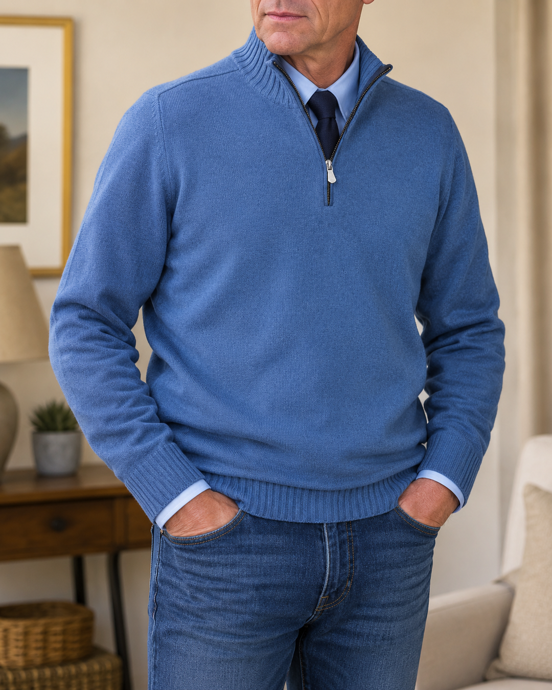 Rafferty Quarter-Zip Knit Jumper – Ribbed Mock Collar Long Sleeve Pullover