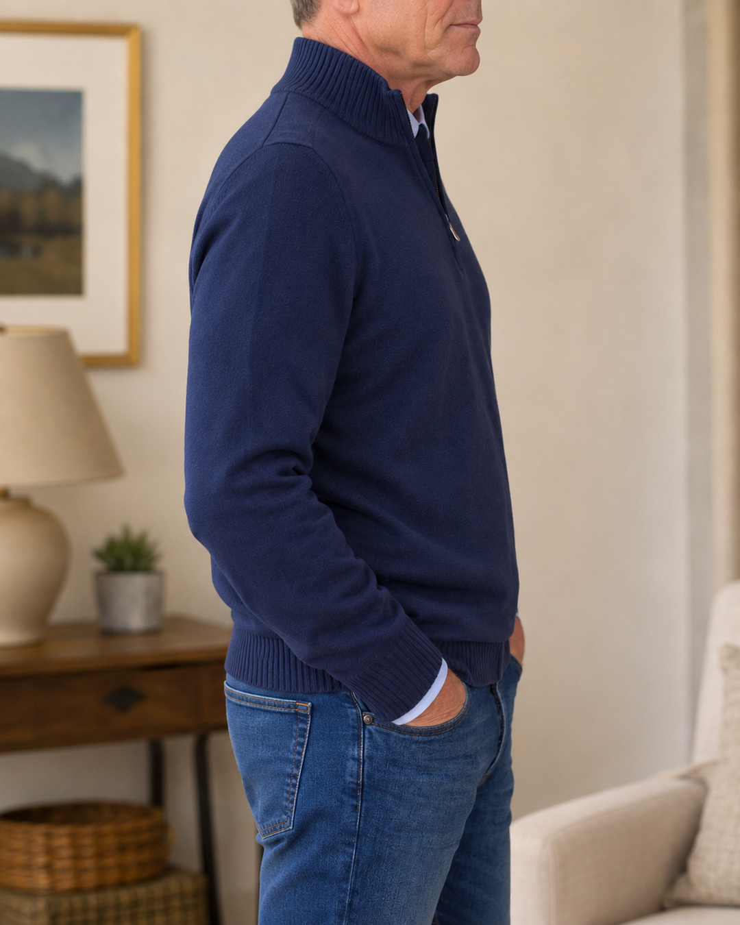 Rafferty Quarter-Zip Knit Jumper – Ribbed Mock Collar Long Sleeve Pullover