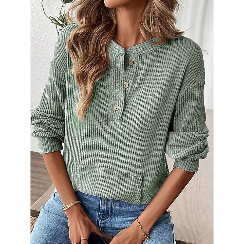 Women's Ribbed Henley Top