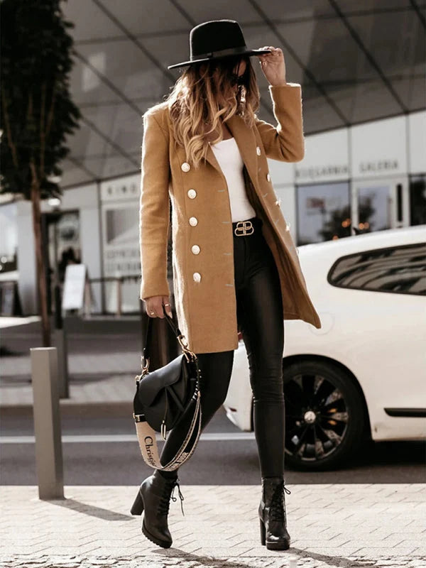Romilly Double-Breasted Pea Coat – Regular Fit Long Sleeves Buttoned Front | Dorvelli