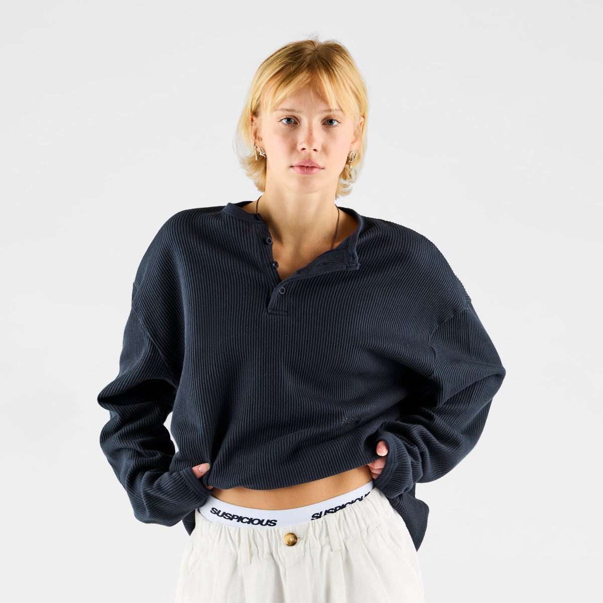 Ronan Waffle Knit Henley Top