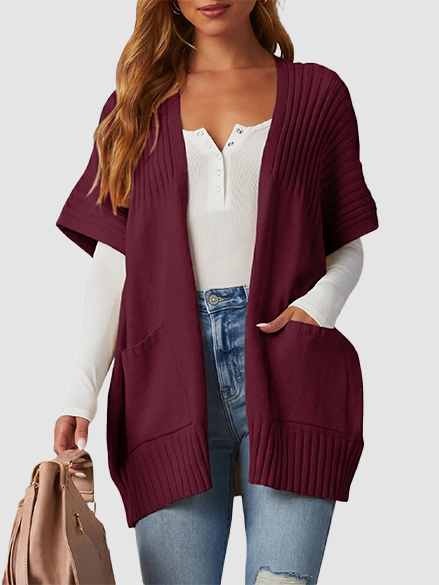 Rosalind Pleated Short Sleeve Knit Cardigan