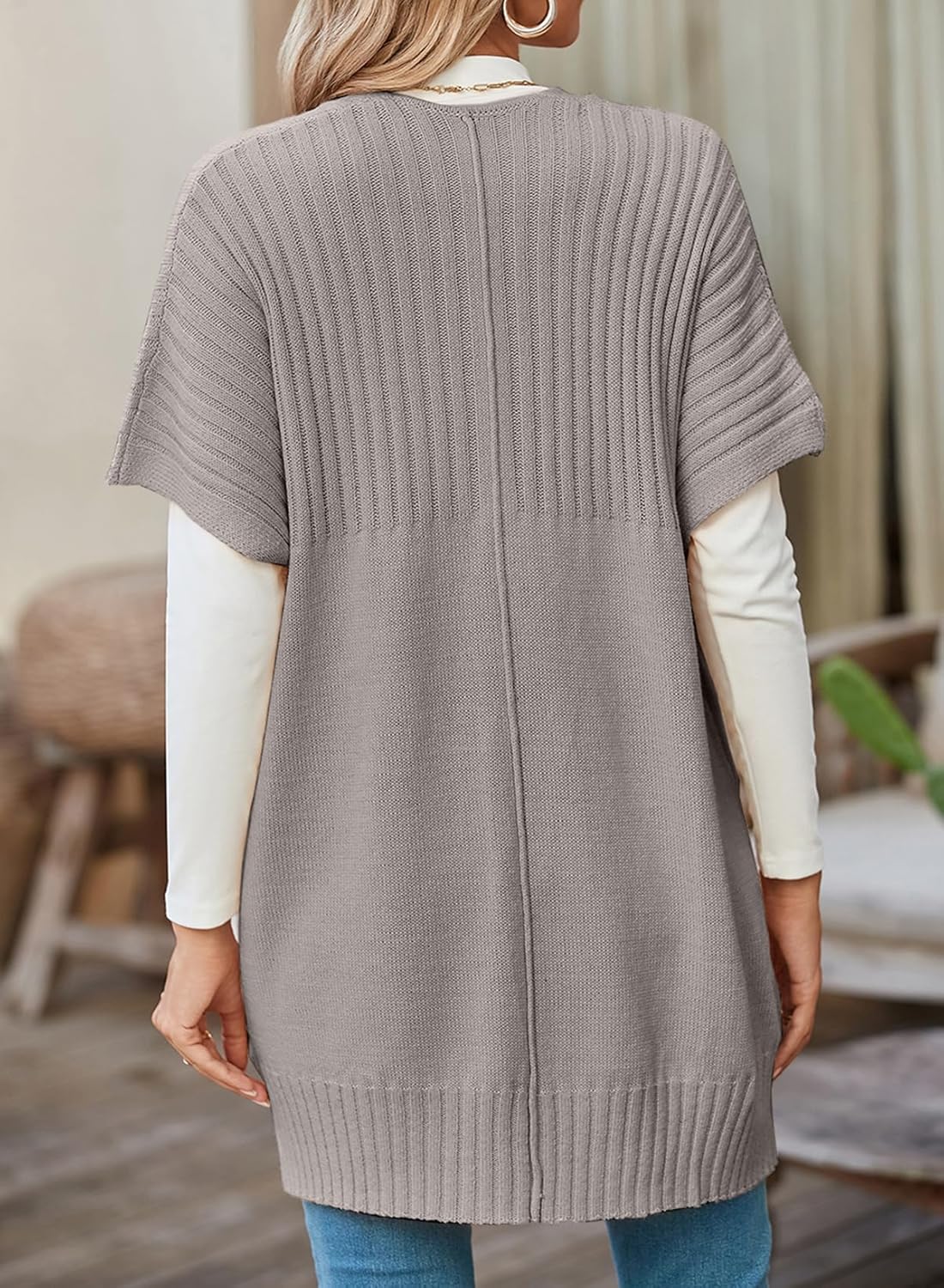 Rosalind Pleated Short Sleeve Knit Cardigan Grey