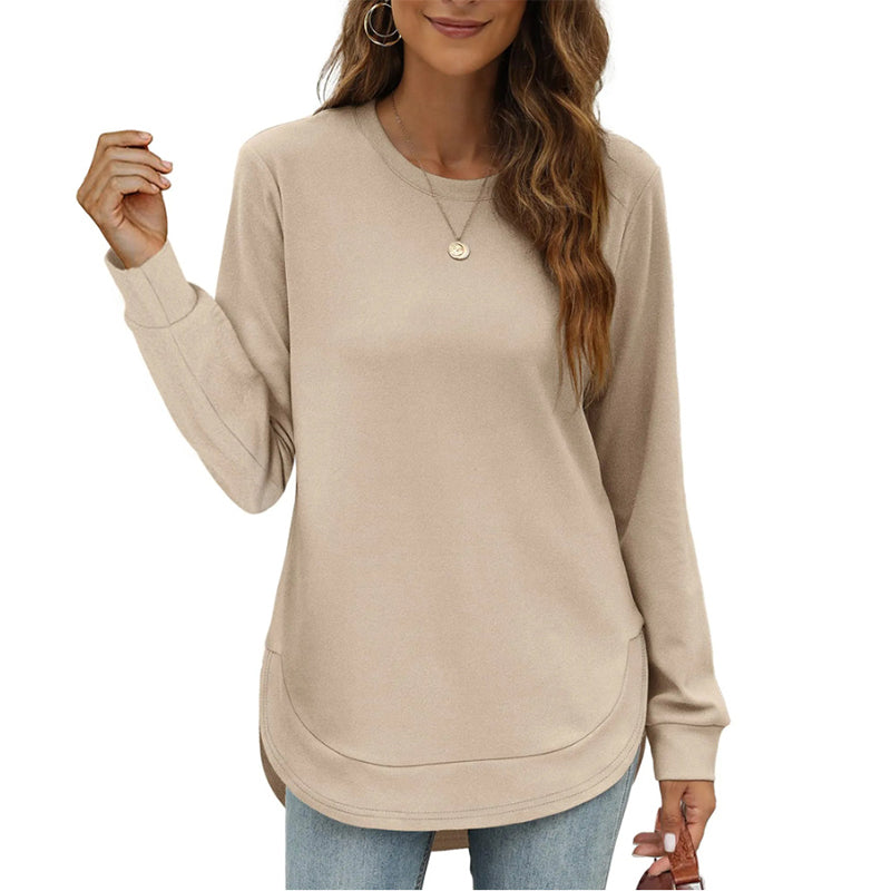 Rosamund Curved Hem Tunic Top – Khaki