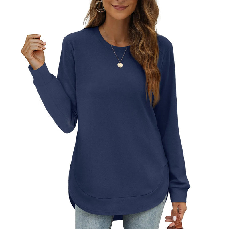 Rosamund Curved Hem Tunic Top – Navy