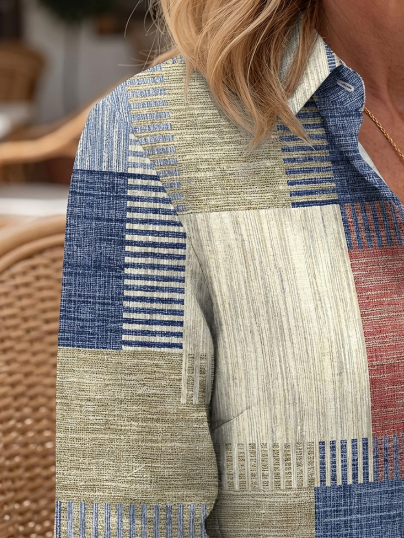 Dorvelli | Women's Midi Dress – Patchwork Button Front