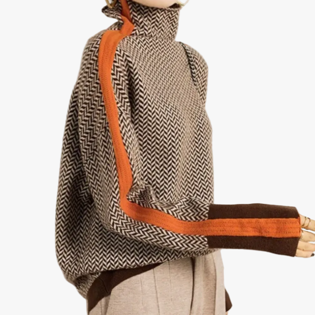 Saoirse Herringbone Turtleneck Jumper