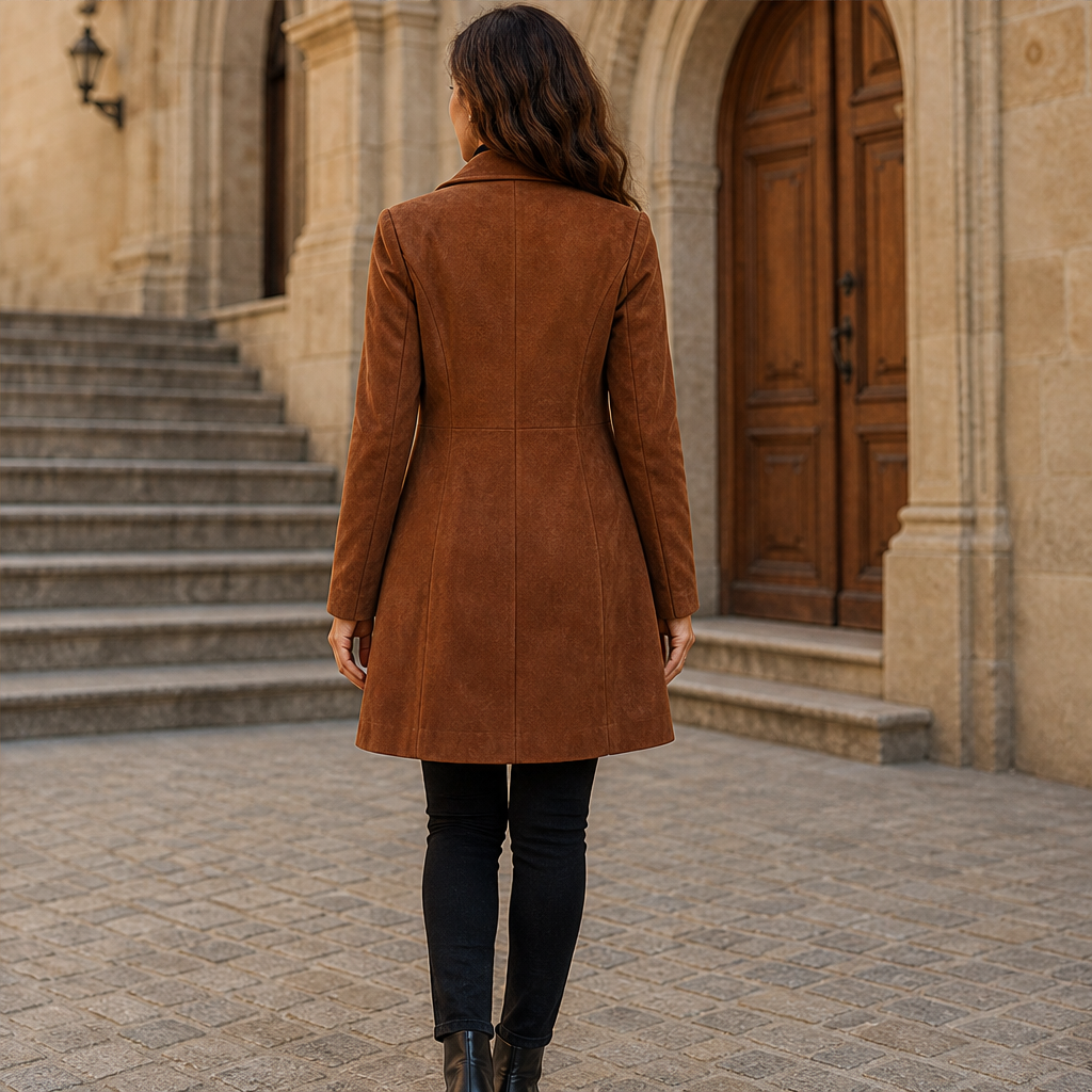 Dorvelli | Siena Brushed Longline Coat – Single-Breasted Lapel Collar Knee Length