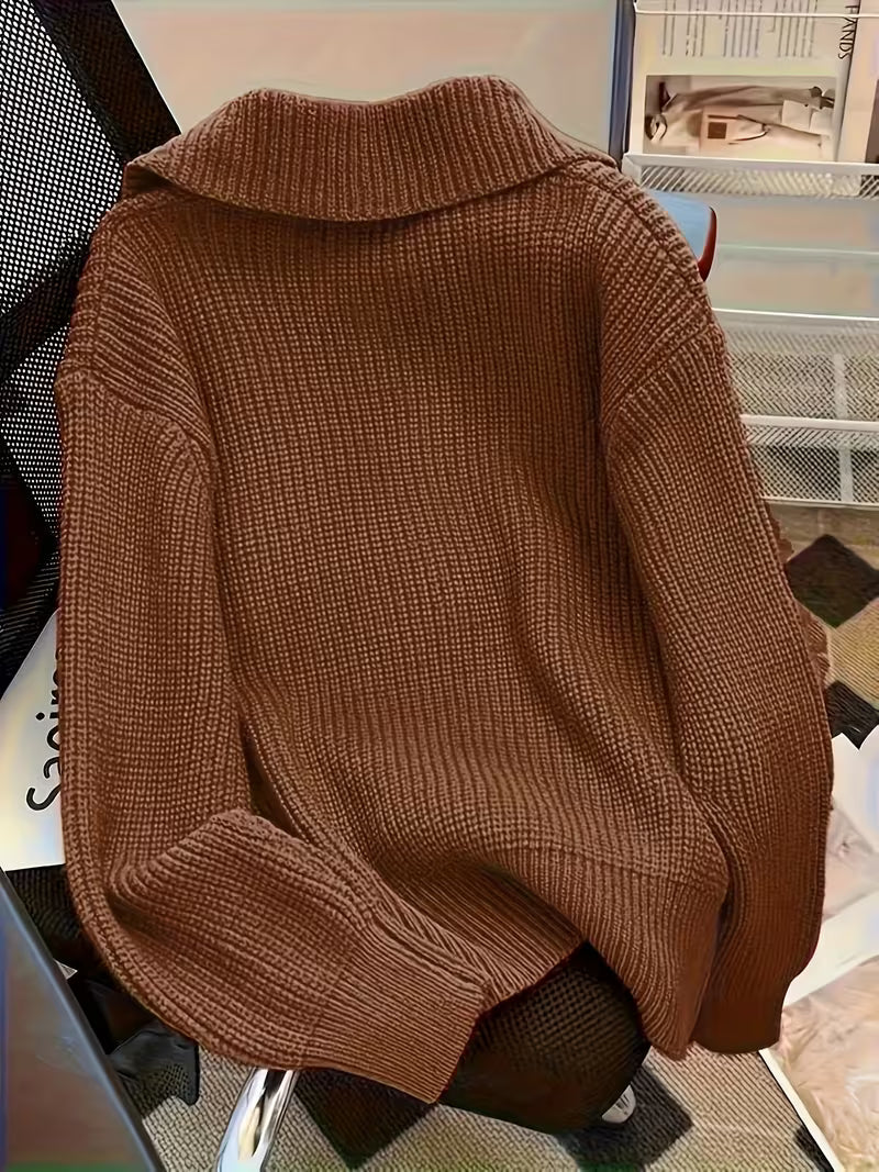 Sigrid Chunky Knit Cardigan – Oversized Button Front Round Neck Ribbed Cuffs