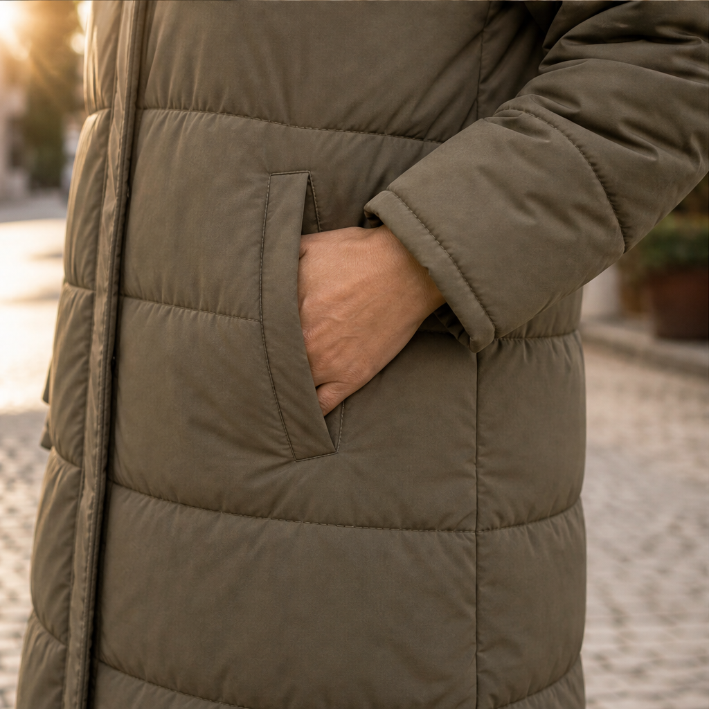 Solenne Reversible Long Puffer – Hooded Quilted Below-Knee Coat