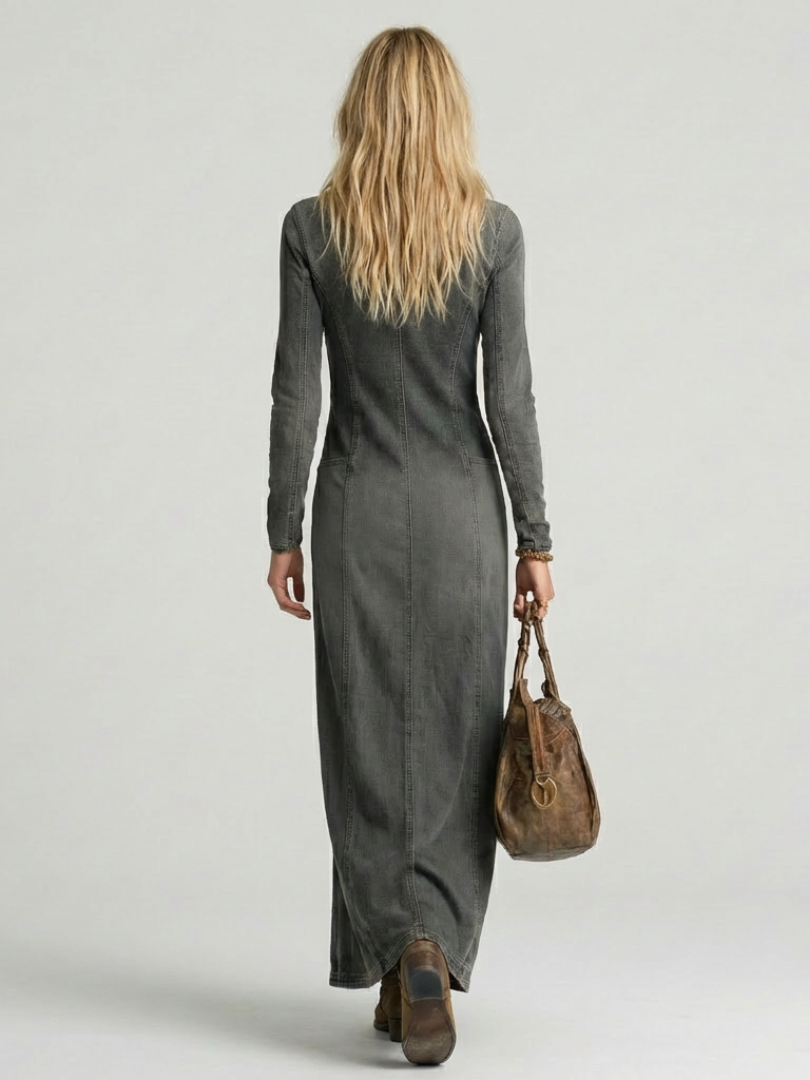 Dorvelli | Women's Maxi Dress – Button Front Denim