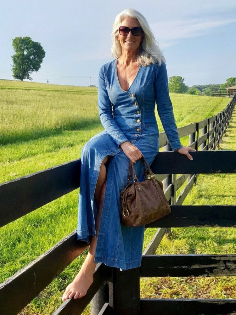 Dorvelli | Women's Maxi Dress – Button Front Denim