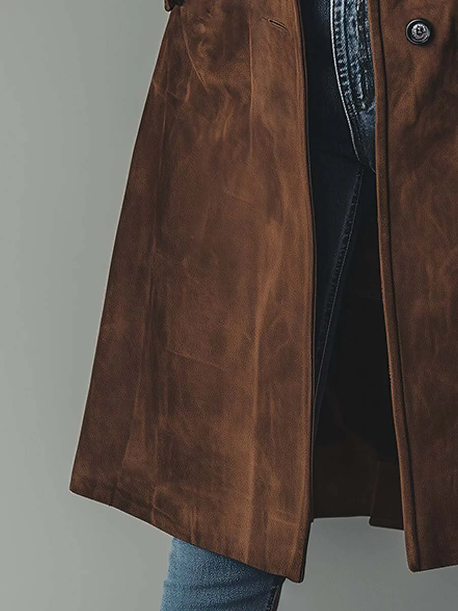 Thessaly Vintage-Inspired Trench Coat - Brown