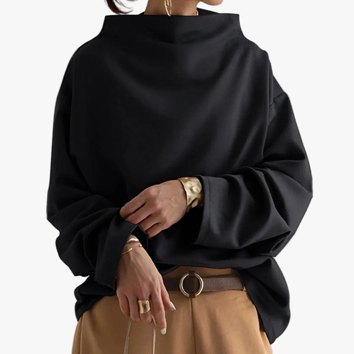 Tilda High Neck Knit Pullover – Black