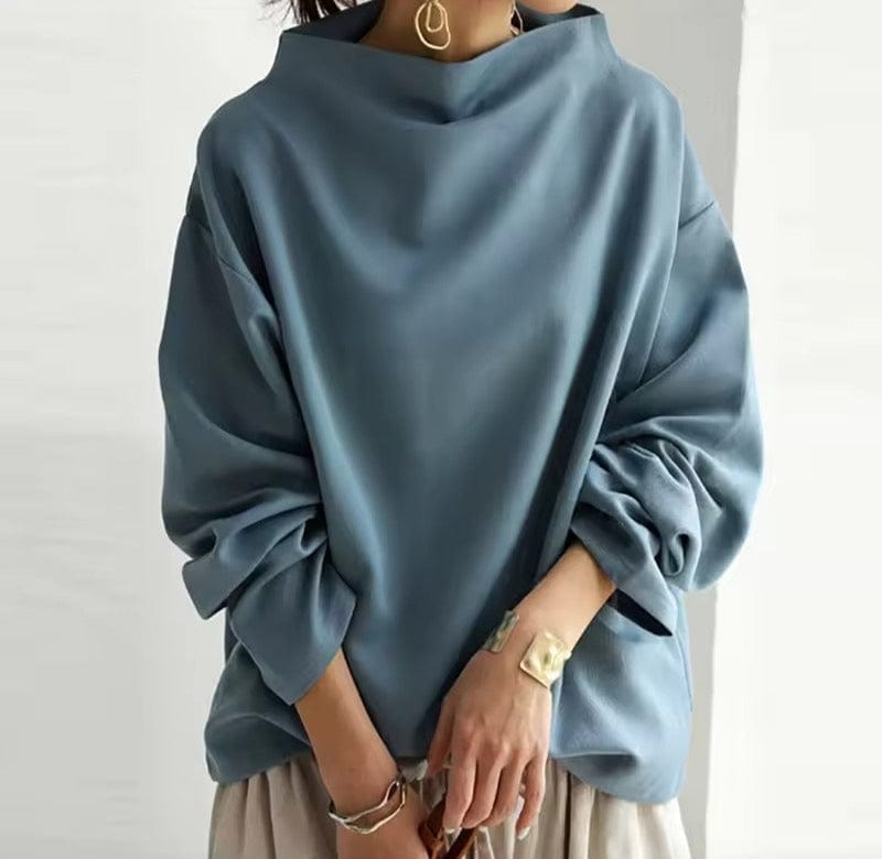 Tilda High Neck Knit Pullover – Blue