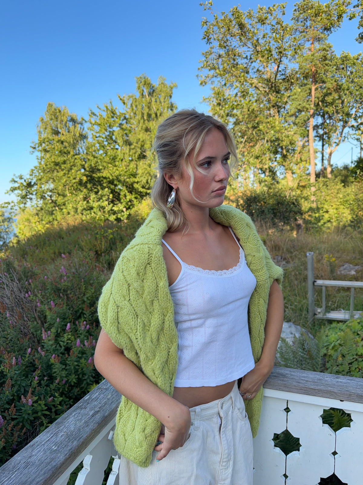 Tobias Classic Cable Knit Jumper - Green