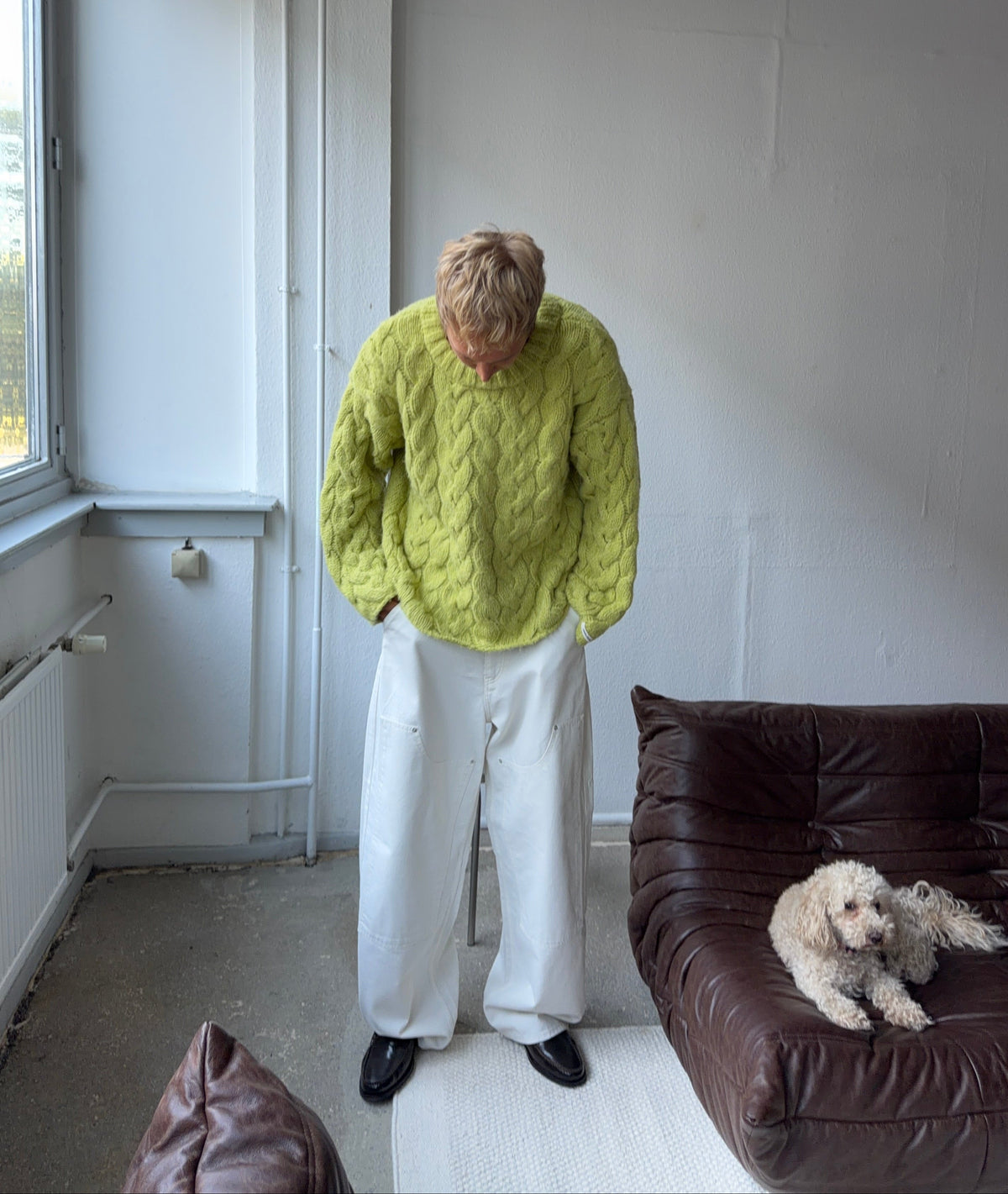 Tobias Classic Cable Knit Jumper - Green
