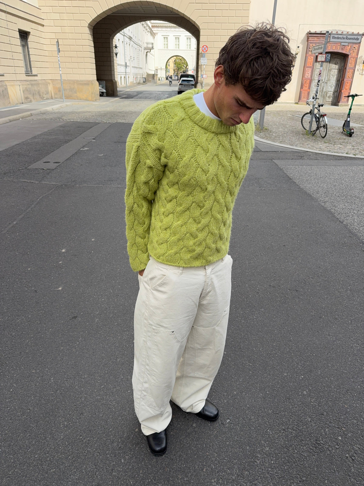 Tobias Classic Cable Knit Jumper - Green