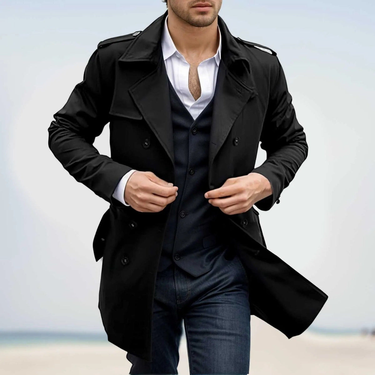Torben Tailored Trench Coat – Structured Fit Multi-Pocket Long Sleeve