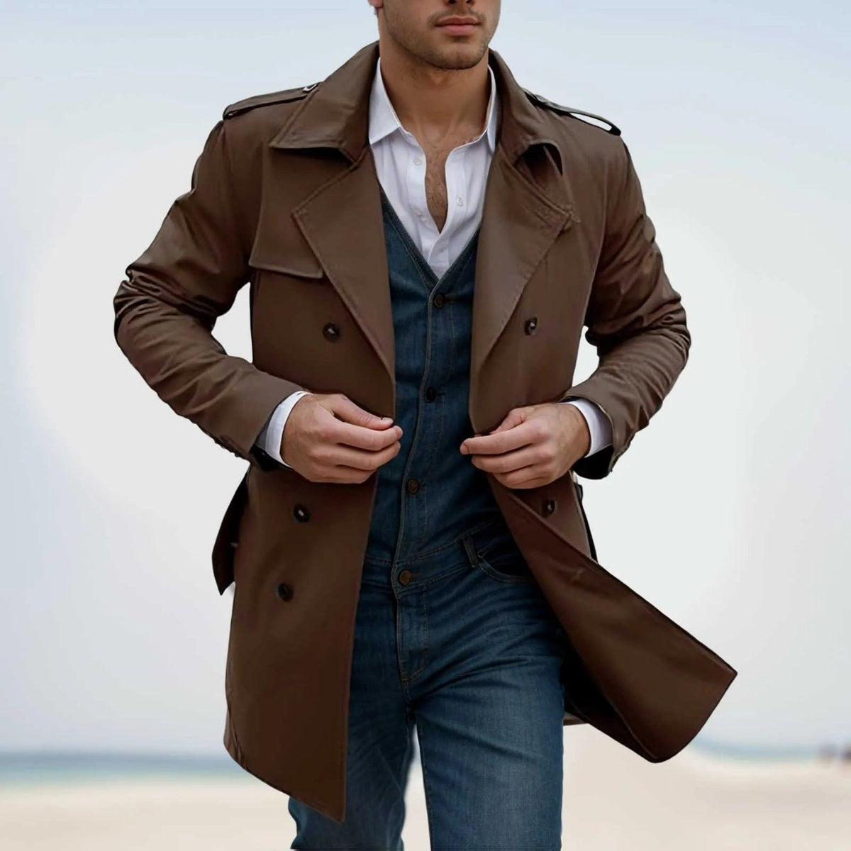 Torben Tailored Trench Coat – Structured Fit Multi-Pocket Long Sleeve