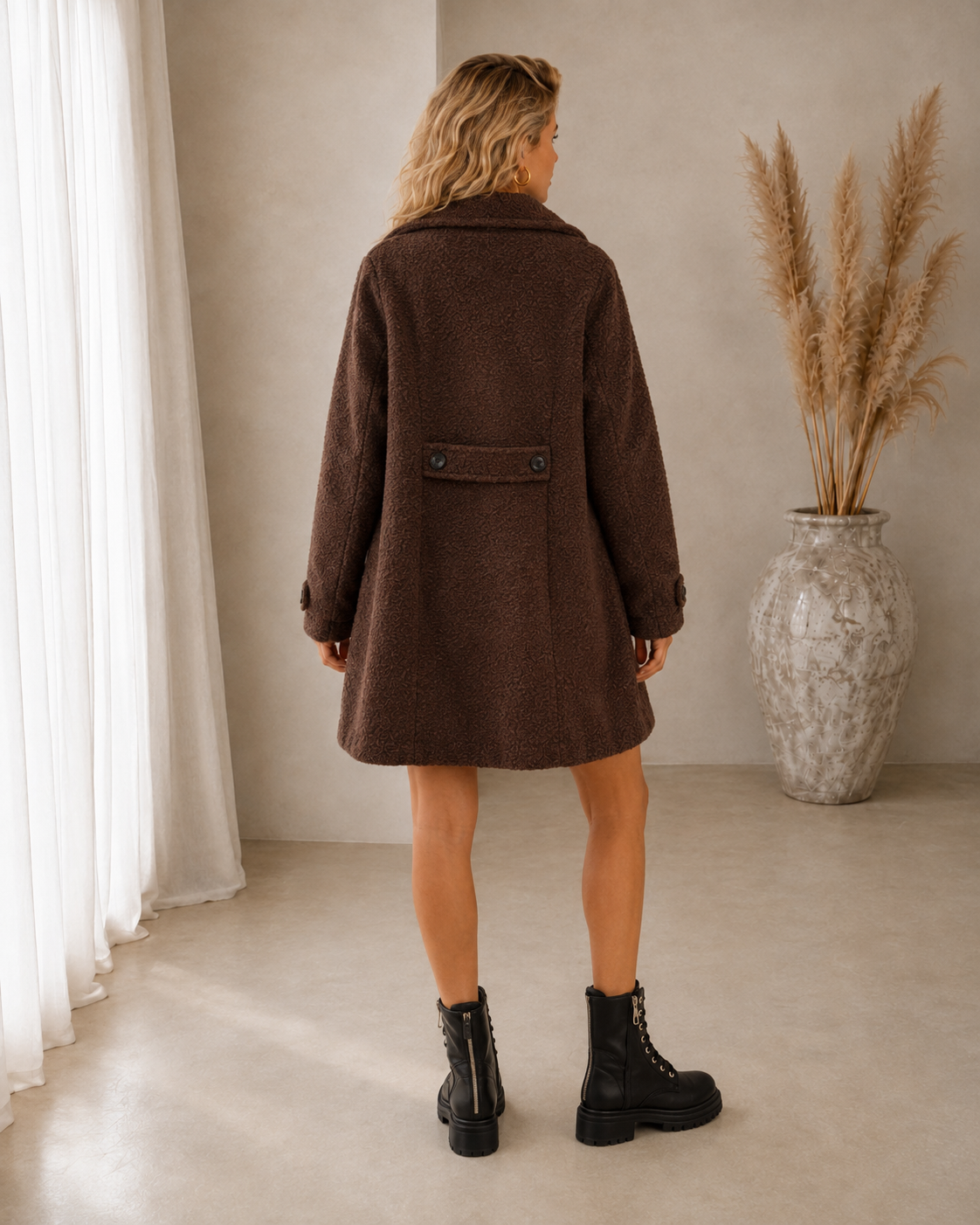 Wilhelmina Double-Breasted Textured Coat