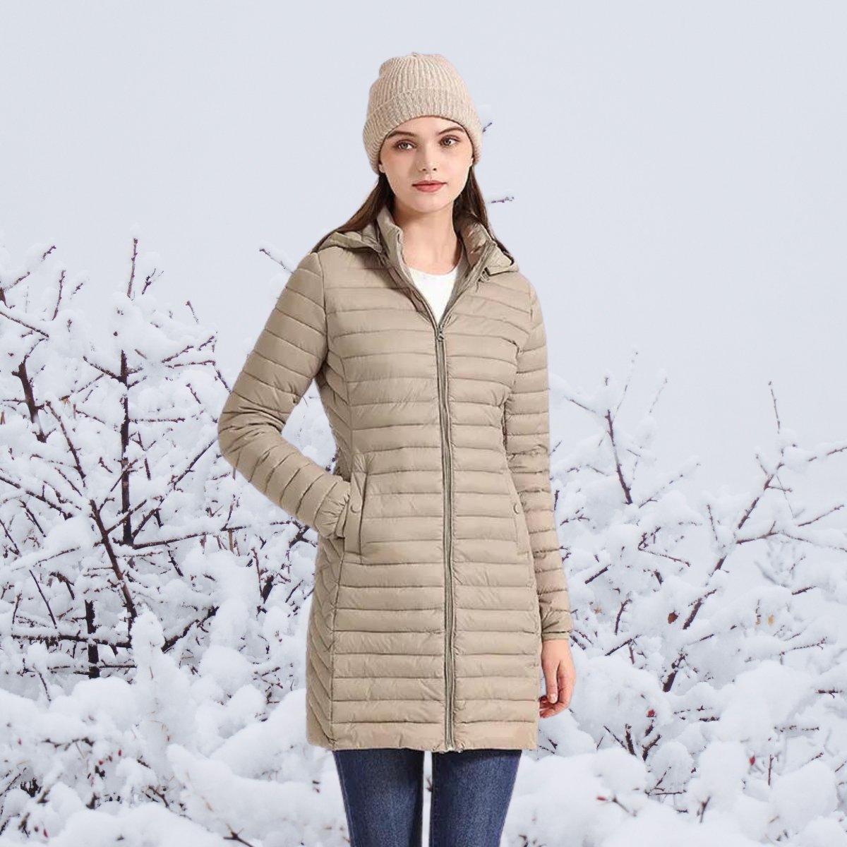 Dorvelli | Women's Quilted Parka – Longline Hooded Zip