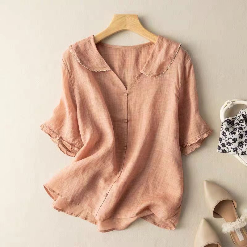 Dorvelli | Women's Blouse – Vintage Button Detail - Peach