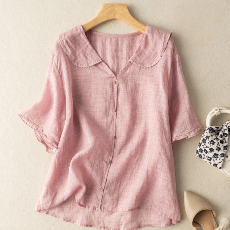 Dorvelli | Women's Blouse – Vintage Button Detail - Pink