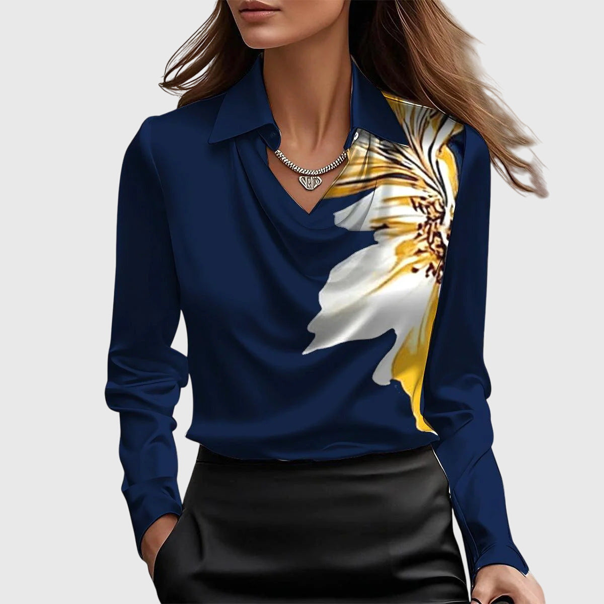 Dorvelli | Women's Blouse – Elegant Feminine - Dark Blue
