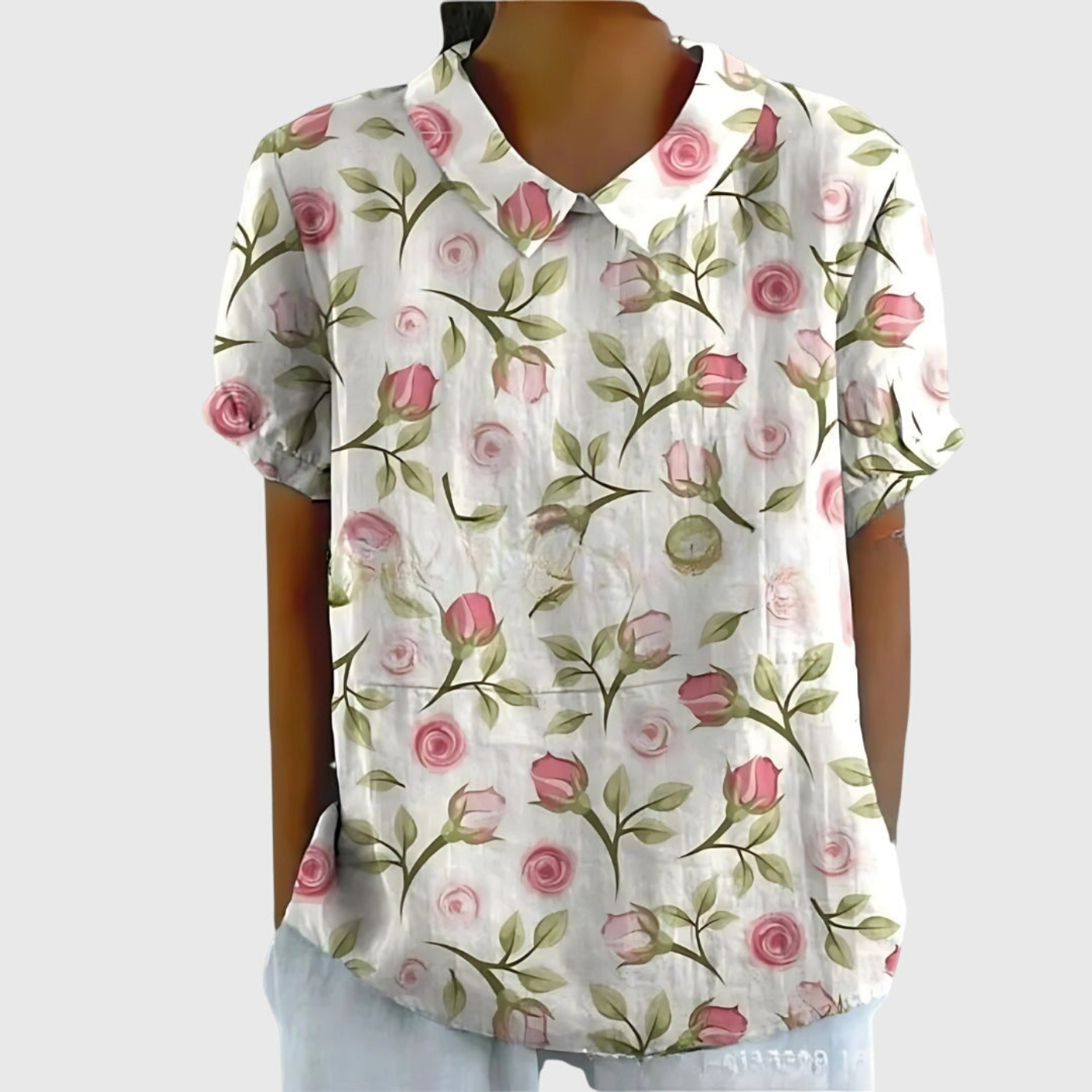 Dorvelli | Women’s Blouse – Floral Short-Sleeve Collared