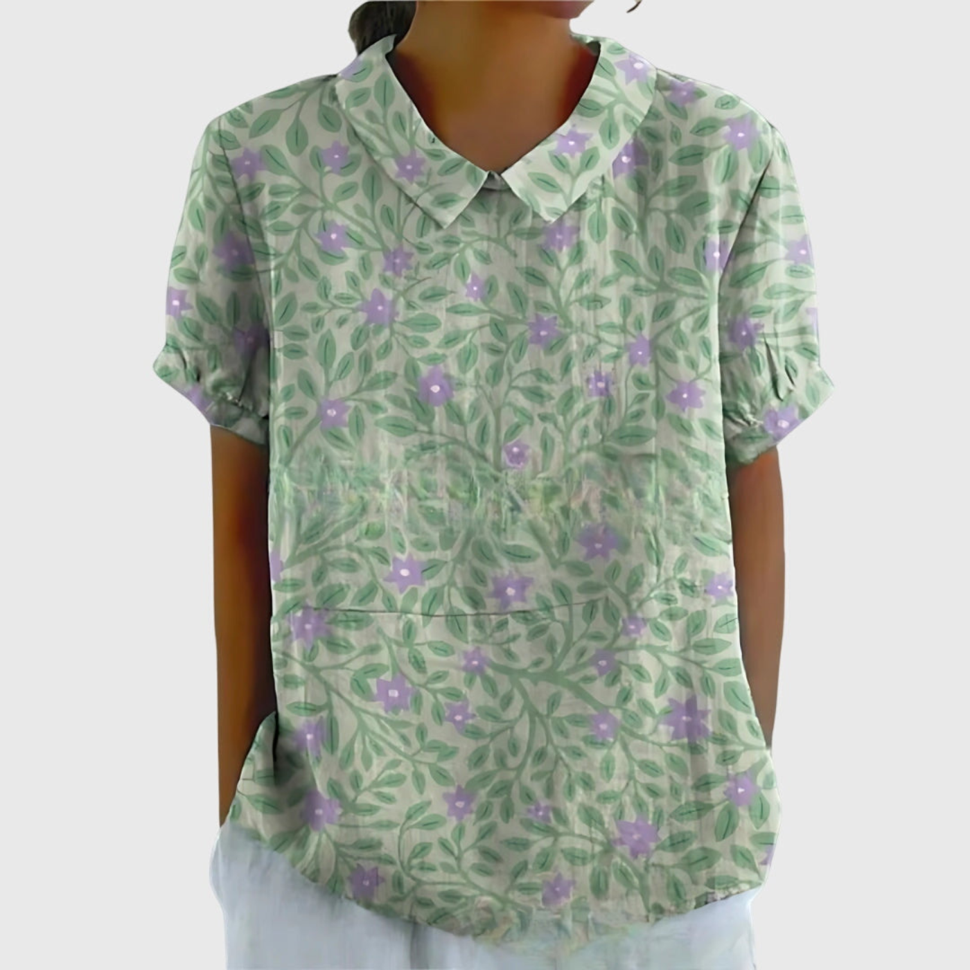 Dorvelli | Women’s Blouse – Floral Short-Sleeve Collared