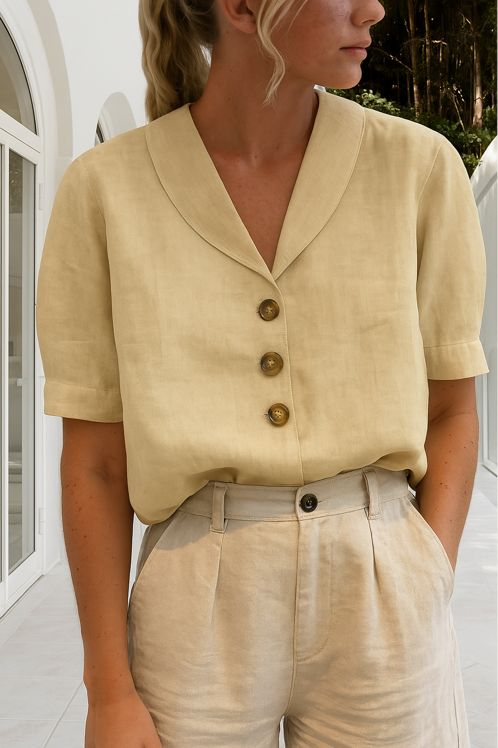Dorvelli | Women's Blouse – Classic Feminine - Beige