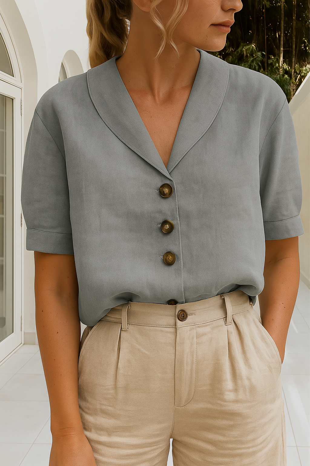 Dorvelli | Women's Blouse – Classic Feminine - Grey