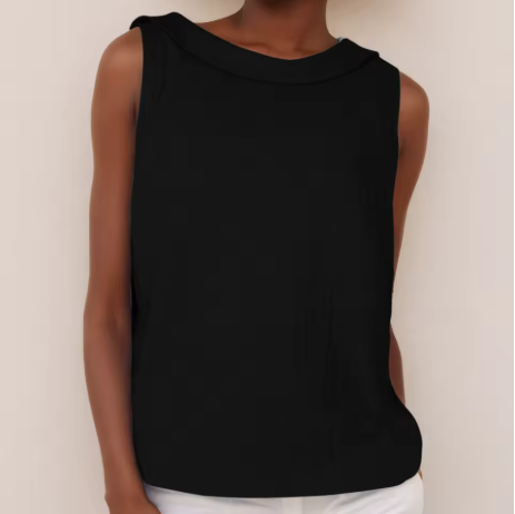 Dorvelli | Women's Blouse – Sleeveless Roll Collar - Black