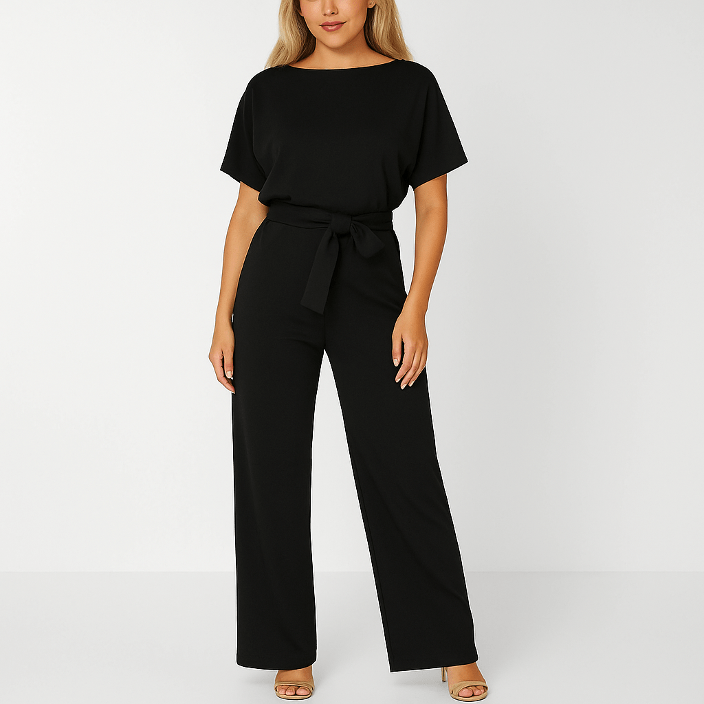 Dorvelli | Women's Jumpsuit – Tie Belt - Black