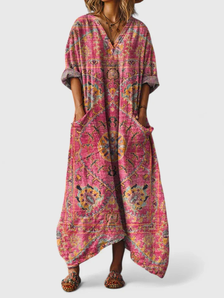 Dorvelli | Women’s Maxi Dress – Boho Print Pocket