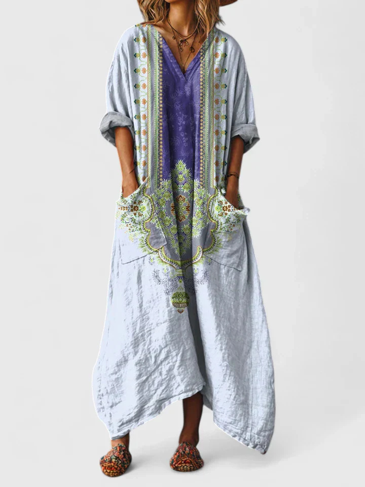 Dorvelli | Women’s Maxi Dress – Boho Print Pocket