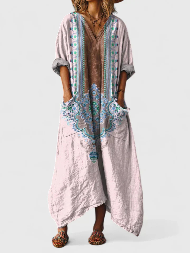 Dorvelli | Women’s Maxi Dress – Boho Print Pocket