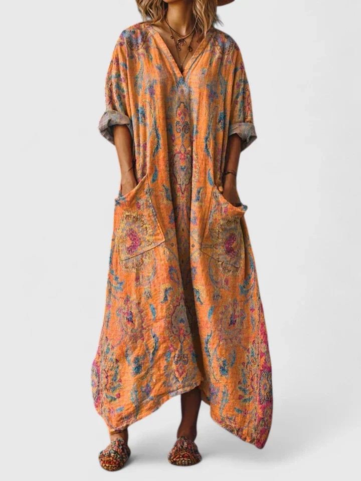 Dorvelli | Women’s Maxi Dress – Boho Print Pocket