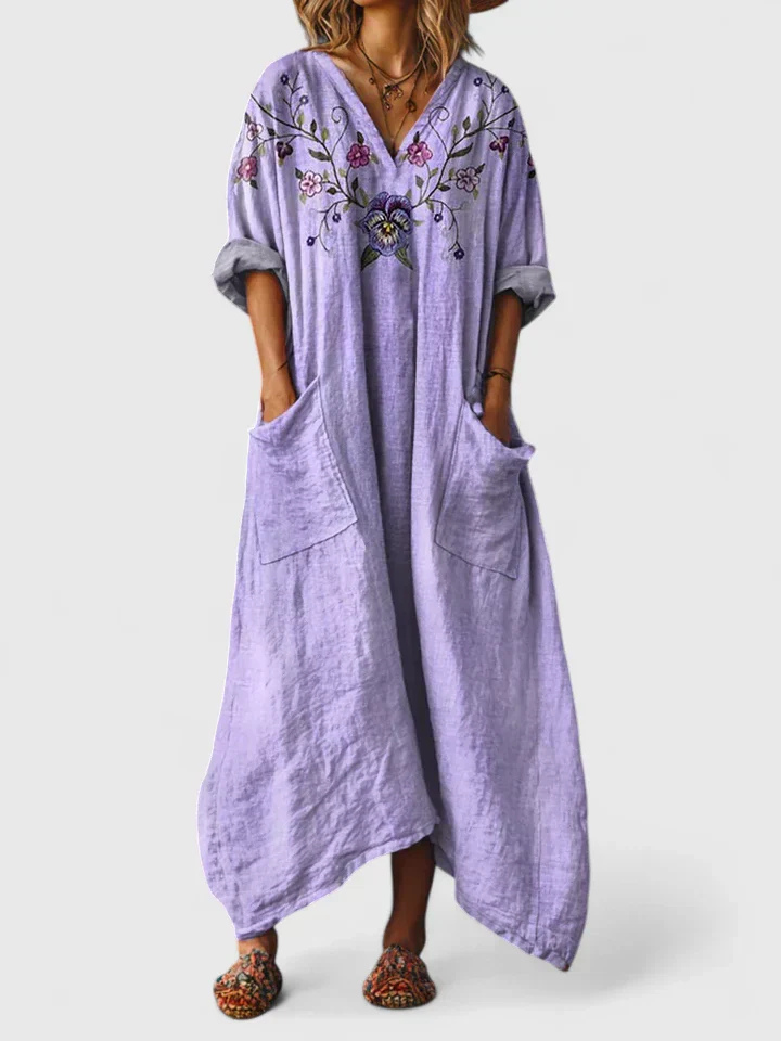 Dorvelli | Women’s Maxi Dress – Boho Print Pocket