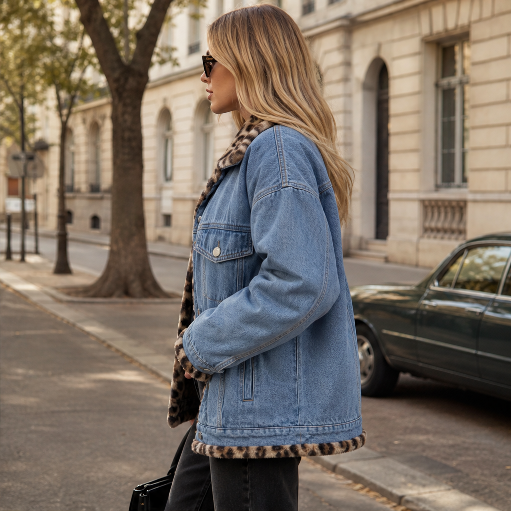 Dorvelli | Women's Reversible Oversized Jacket – Leopard Print Lining