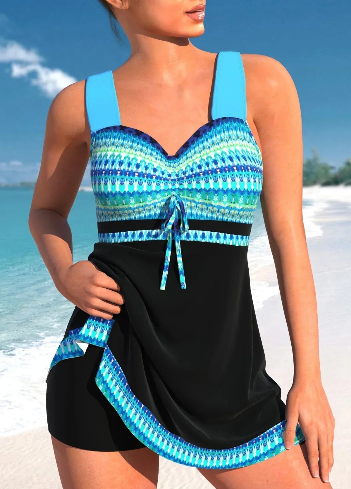 Dorvelli | Women's Swimsuit – Quick-Dry Figure Flattering - Light Blue